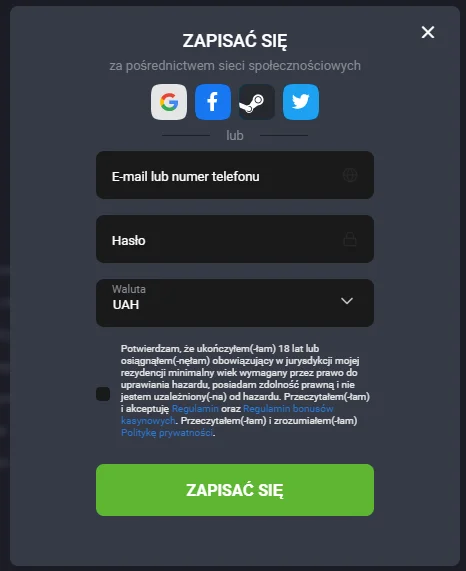 Rejestracja w GGBet Casino