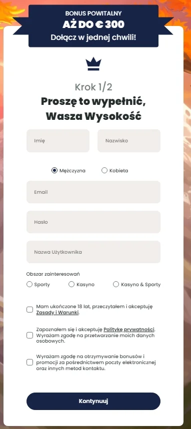 Rejestracja w Lilibet Casino