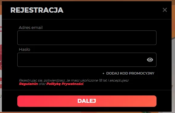 Formularz rejestracyjny Hot Slots Casino