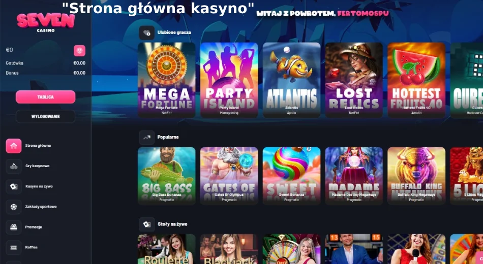 Główna strona Seven kasyno