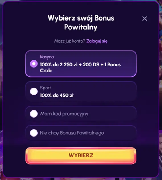 Formularz rejestracji w NovaJackpot Casino