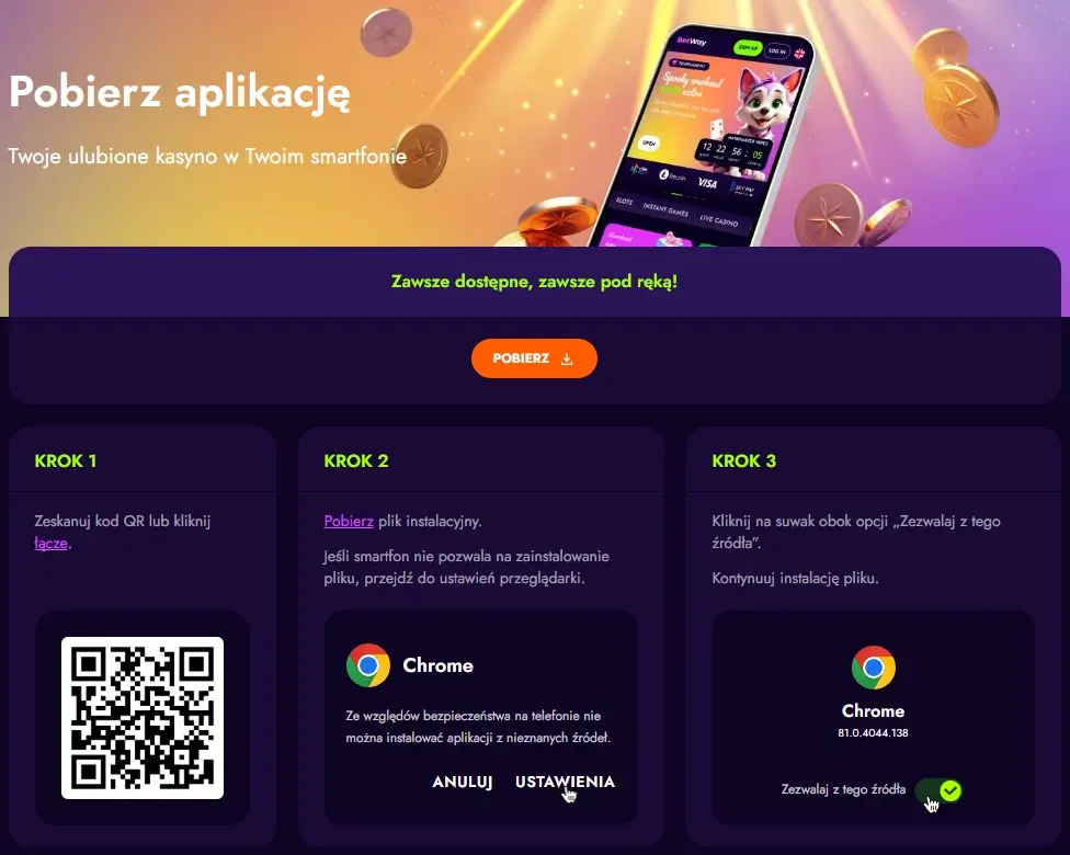 Mobilna aplikacja Irwin Casino